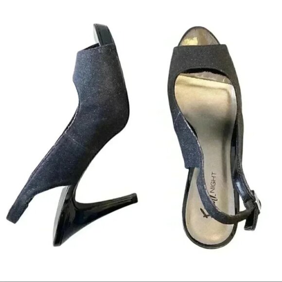 Fioni Night Slingback High Heel Evening Sandals Peep Toe Black Size 8 - Picture 14 of 16